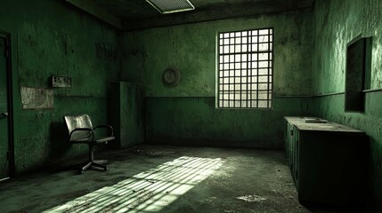 Abandoned Interrogation Room interior 