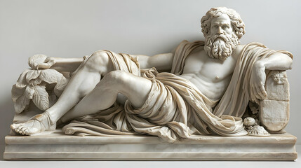 Reclining Marble Statue of a Bearded Man - Illustration