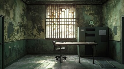 Abandoned Interrogation Room interior 