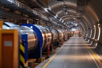 A View of the Large Hadron Collider's Underground Tunnel With Advanced Particle Accelerators at CERN During the Day