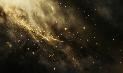 Gold glitter and light on dark background.