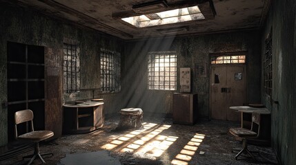 Abandoned Interrogation Room interior 