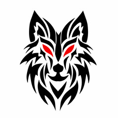illustration vector graphic of design wolf tattoo with red eyes