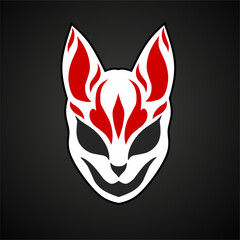 illustration vector graphic of design kitsune fox mask from Japan