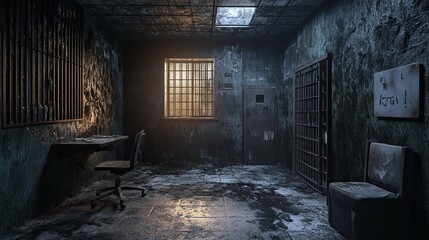 Abandoned Interrogation Room interior 