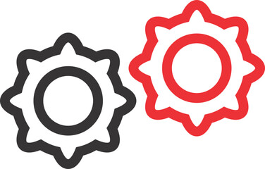 gear sign red and black outline 