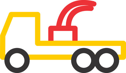 truck isolated on white red hood outline 