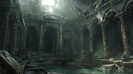 Fototapeta premium Ancient Ruins with Hidden Horrors interior