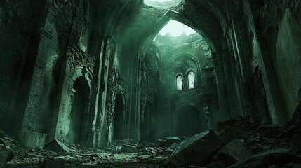 Naklejka premium Ancient Ruins with Hidden Horrors interior