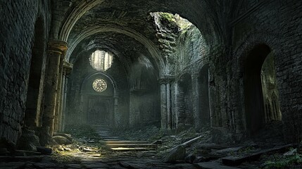 Naklejka premium Ancient Ruins with Hidden Horrors interior