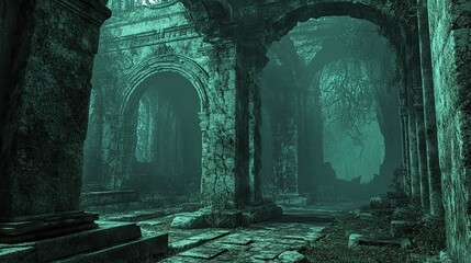 Fototapeta premium Ancient Ruins with Hidden Horrors interior