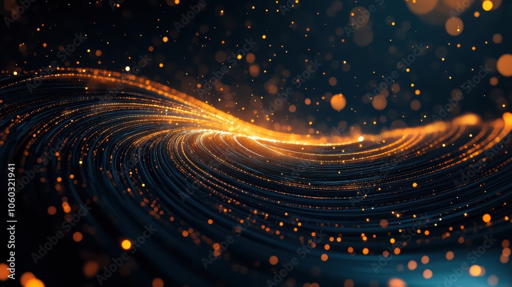 Poster network cables and a router are dynamically surrounded by abstract glowing lines, symbolizing contin