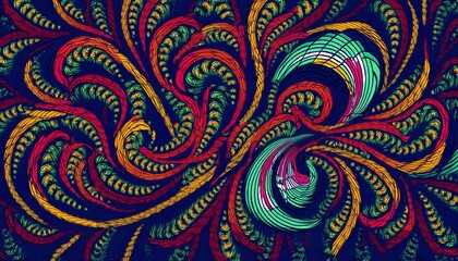 Abstract Swirls of Color: A vibrant tapestry of swirling, intertwining patterns in rich jewel tones. This mesmerizing artwork evokes a sense of movement and energy.