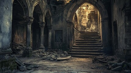 Obraz premium Ancient Ruins with Hidden Horrors interior