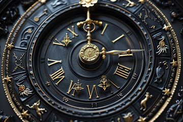 Obraz premium Astrological composition with zodiac circle in signs and symbols