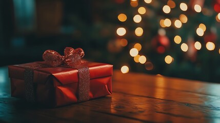 Christmas Gift Box Under the Festive Lights