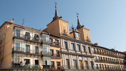 Stately buildings in the main square of Segovia (Spain)