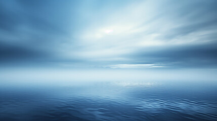 Fototapeta premium A blue sky with clouds and a horizon. The horizon is in the background