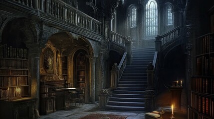 Fototapeta premium Haunted Castle Mountain interior 