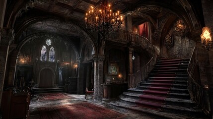 Fototapeta premium Haunted Castle Mountain interior 