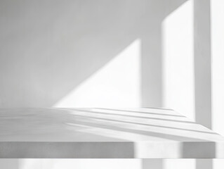Obraz premium White background, empty table top with shadows, light and shadow effects