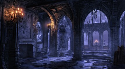Obraz premium Haunted Castle Mountain interior 