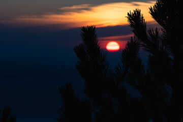 Sunset with lots of foreground over the Croatian Adriatic coast.