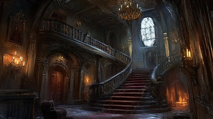 Naklejka premium Haunted Castle Mountain interior 