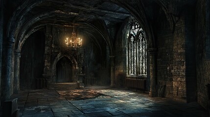 Fototapeta premium Haunted Castle Mountain interior 