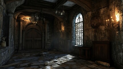 Fototapeta premium Haunted Castle Mountain interior 