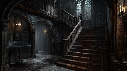 Fototapeta premium Haunted Castle Mountain interior 