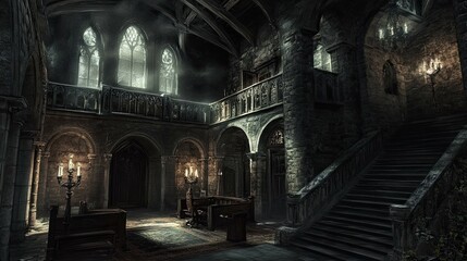 Fototapeta premium Haunted Castle Mountain interior 