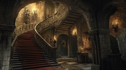 Fototapeta premium Haunted Castle Mountain interior 