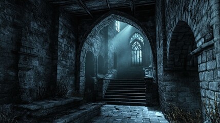 Obraz premium Haunted Castle Mountain interior 