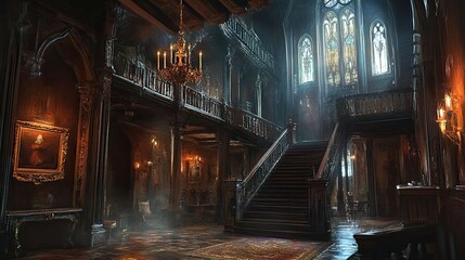 Obraz premium Haunted Castle Mountain interior 