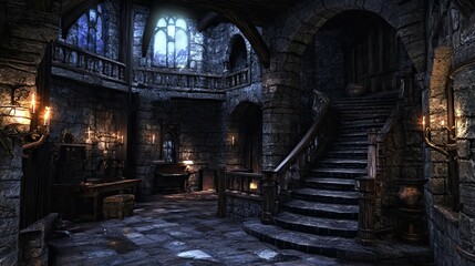 Fototapeta premium Haunted Castle Mountain interior 