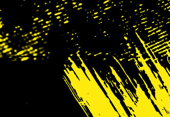Black paints on a yellow background texture abstraction
