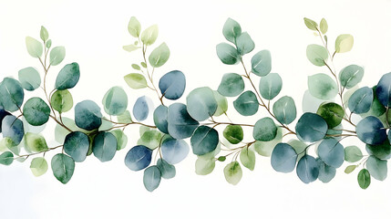 Obraz premium Watercolor Eucalyptus Branch Illustration