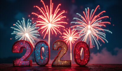 vibrant fireworks light night colorful cards displaying new year messages