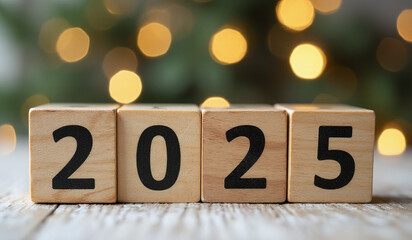 wooden blocks display festive concept new year christmas celebrations