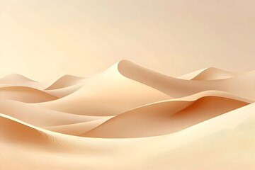 A serene and abstract view of soft, undulating sand dunes in a warm beige palette, evoking feelings of tranquility and vastness in a desert landscape.