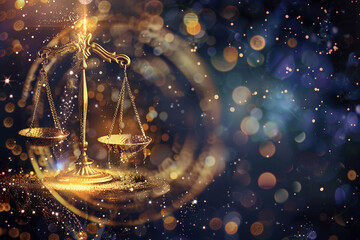 Obraz premium Astrological abstract composition with Libra zodiac sign symbol