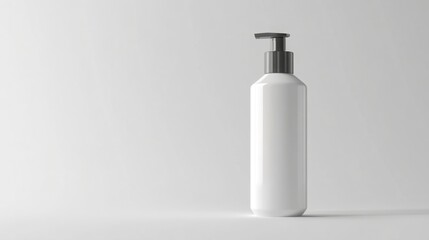 Realistic 3D render of a shampoo bottle featuring a stylish, streamlined design and a detailed, well-defined label. 