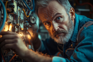 A man working on a machine in a factory