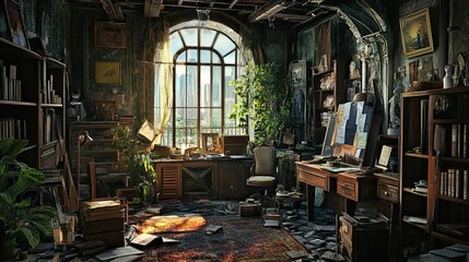 Fototapeta premium Hidden Object puzzle game Environment interior 