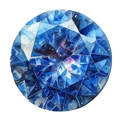 watercolor blue sapphire mineral pastel gemstone, isolated on white background for clipart. ai generated