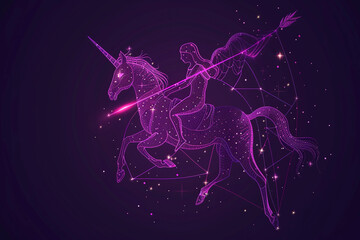 Naklejka premium Astrological composition with Sagittarius zodiac sign symbol