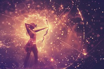 Astrological composition with Sagittarius zodiac sign symbol