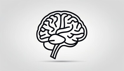 Black line art brain icon illustration on light gray background