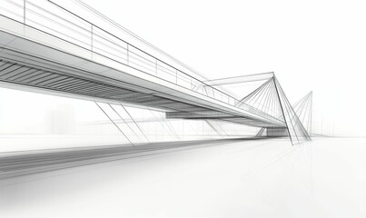 Obraz premium Wireframe sketch of a bridge and city.